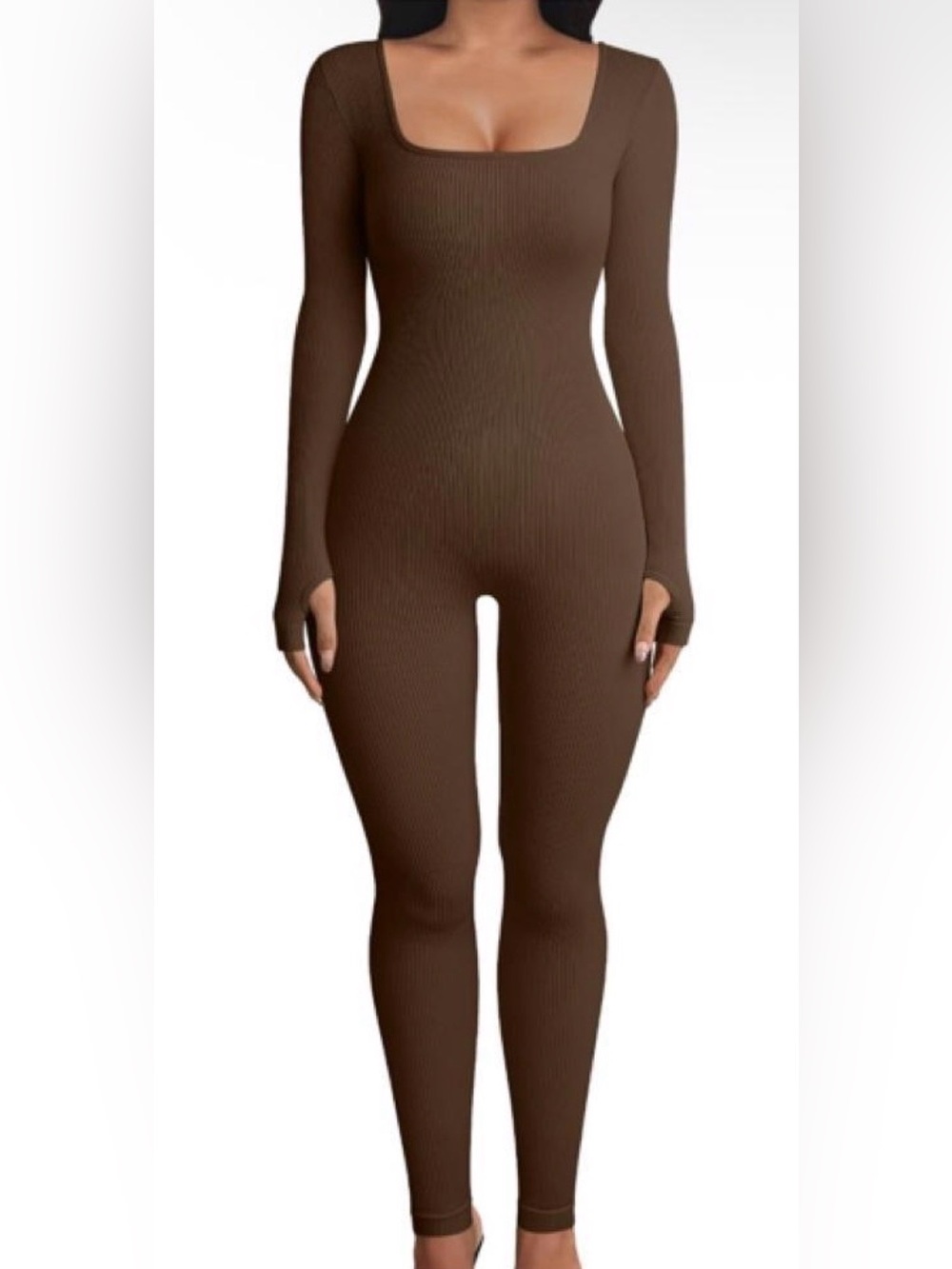 OQQ long sleeve ribbed jumpsuit
